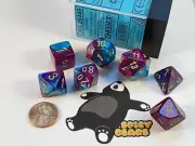 Polyhedral 7-Die Set Gemini - Purple-Teal with Gold Numbers Dice by Chessex