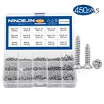 NINDEJIN 50PCS/盒 鍍鎳沉頭平頭自攻螺釘帶十字槽 M2.3/M2.6/M3 螺釘碳鋼螺釘