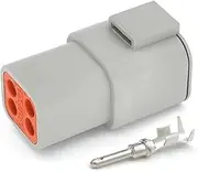 DTP06-4S Gray 4Pin Auto Connector Waterproof DTP Male Female Head/Terminal Wiring Harness Plug Socket(Male set)