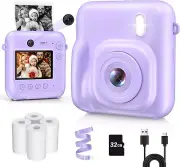Kids Camera Instant Print, Dual-Lens 48MP Digital Camera for Christmas Birthday