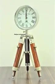 Wooden Tripod Clock Vintage Antique Oxford Table & Floor Standing Roman Clock