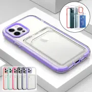 For iPhone 16 15 14 13 12 11 Pro Max 7 8 Clear Case Card Holder Shockproof Cover