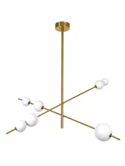 Abacus 7 Light LED Colour-Shifting Flare Pendant in Aged Brass with Opal Glass