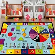 Iczodrow Kids Rug with Colorful Alphabet, Numbers and Shapes Educational Learning, Game Play Area Rug for Children Bedroom Playroom (Alphabet,32‘’x48'')