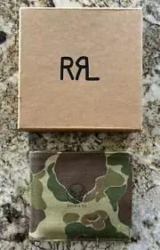 NEW RRL Double RL Polo Ralph Lauren Camo Herringbone Billfold Wallet + Box RARE!