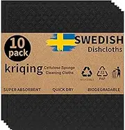 Swedish Cellulose Sponge Cloths - Black Swedish Dishcloths for Home & Kitchen, Odorless, Absorbent, and Quick Drying, Kitchen Reusable Paper Towels Washable (deep Black)