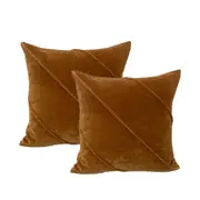 Cloud Linen Trova Cotton Velvet Wood 50x50cm Twin Pack Feather Filled Cushion