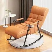 Rocking Chair Accent Glider Lounge Chair Armchairs Living Room Bedroom Occasional Chairs Backrest 5 Positions and Soft Padded Cushion (Color : Orange A)