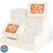 YEKTFS 24Pcs Christmas Cookie Boxes with Window - Gold Foil Star Pastry Boxes