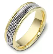 TWO TONE GOLD WEDDING RINGS,14K WHITE & YELLOW GOLD BRAIDED MENS WEDDING BANDS