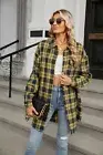 Womens Plaid Button Down Long Sleeve Shirt Loose Jacket Shirt Shacket