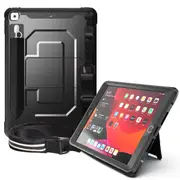 For Apple iPad 7th Gen 10.2 inch 2019 For Kids With Pencil Holder Shockproof Protective Heavy Duty Kickstand Stand Case Cover (Black)
