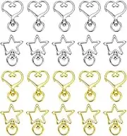 20pcs Metal Swivel Lobster Clasp Snap Hook Heart Shape, Metal Heart Spring Snap Keychain Clip DIY Key Chains Accessories,for Jewelry, Keychain Making, DIY Craft(Gold, Silver)