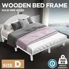 Double Bed Frame Solid Pine Wood Mattress Platform Base Round Headboard White