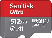 SanDisk 512GB Ultra microSDXC Card + SD Adapter up to 150 MB/s with A1 App Performance, UHS-I, Class 10, U1, Black (SDSQUAC-512G-GN6MA)