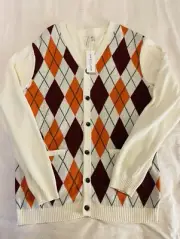 NWT Janie And Jack Boy Argyle Cardigan Sweater 18 Year