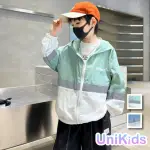 【UNIKIDS】中大童裝長袖防曬外套 撞色透氣連帽 男大童裝女大童裝 CVJMZ2310(藍 綠)