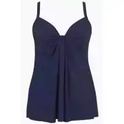 Miraclesuit Rock Solid Marina Underwire Tankini Swim Top 10 Midnight Blue NWT