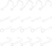 [lafomukea] 20 PCS Clear Nose Stud, 4 styles of Acrylic Nose Retainers, Hide Piercing, Tragus Helix Cartilage Earrings Piercing Jewellery, One size, Acrylic, No Gemstone