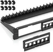 Everest 24 Port Keystone Patch Panel (4-Pack) - Removable 6-Port Panels - Use with Slim Profile Keystones ONLY (Wider Jacks May not fit Side by Side) - 8 Blank Keystone Jack Inserts Included