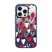 iPhone 16 Pro Impact Case MagSafe Compatible Strawberry love transparent