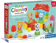 Clementoni - 17884 - Soft Clemmy - Baby Happy Farm - First Childhood Building Set, Soft Clemmy Stones, Blocks for Children 6 Months, Sensory Play, Washable, Made in Italy
