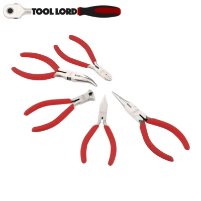 Sidchrome 5 Piece Mini Pliers Set Side Cutters Long Nose Bent End Nip SCMT28460