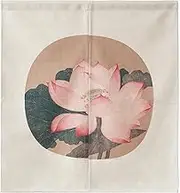 LIGICKY Japanese Style Noren Doorway Curtain Short Cotton Linen Tapestry for Home Decoration 85 x 90cm (Vintage Lotus Flower)