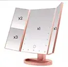 ROSE GOLD Tri-Fold Vanity Makeup Mirror 22 LED Lighted 3x Magnifying Folding