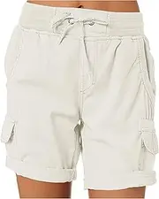 [Athlisan] Women's Cargo Shorts Summer Workout Elastic High Waist Hiking Bermuda Shorts