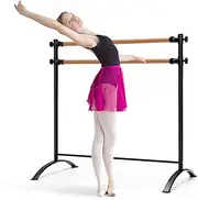 Costway 125 CM Portable Ballet Barre, Freestanding Dance Bar with 4-Position Adjustable Heights, Adjustable Freestanding Double Ballet Barre for Dancing & Stretching