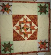 Handmade Autumn Star Patchwork Quilt, 27" Square, Topper, Mini, Decor