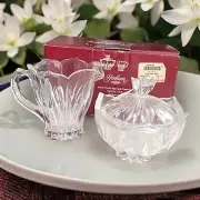 Gorham Lotus Crystal Sugar and Cream Set C315 Vintage Made In Germany New