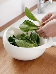 1PC-Silicone Colander Rice Bowl Drain Basket Fruit Bowl Washing Drain Basket.