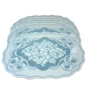 6 VTG Lace Place Mate Table Cloth NWT Blue Ivory Victorian Farmhouse Cottage