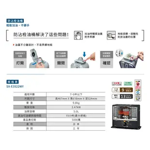 CORONA 煤油暖爐7-9坪 SX-E3522WY 贈自動加油槍 日本製造