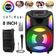 8" 1000W Portable Bluetooth Speaker Sound System DJ Party PA Remote FM USB LED