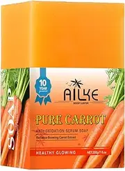 AILKE Pure Natural Carrot Whitening Serum Soap Bar, Clean Stains and Makeup Residue, Reduce Dark Spots, Skin Lightening Soap For Face, Body, Hands, 200g (Pack of 1)