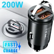 USB C 200W Car Charger Quick Charge QC 3.0 Fast Charging Phone Charger Dual Port