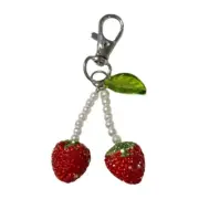 Diamonds Encrusted Strawberry Key Rings Elegant Keychain Gift for Her