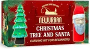 Wood Carving Kit for Beginners - Whittling Kit with New Year Tree and Santa DIY