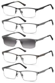 EYECEDAR Metal HalfFrame Reading Glasses Men 5Pack Spring Hinges Stainless St