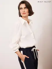 Mint Velvet White Pintuck Detail Shirt (F20173) | $205