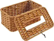UKQRRTC Plastic Rattan Woven Tissue Holder, Easy Refilling Rectangular Tissue Box with Flip Open Top for Kitchen Office Bathroom Bedroom