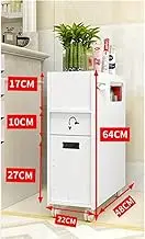 MOODSC Toilet Side Cabinet Side Cabinet Bathroom Shelf Floor Crevice Storage Rack Bathroom Toilet Corner Shelf Locker with Wheels 22 * 48 * 64cm