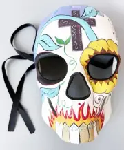 Day of the Dead Mask Dia de los Muertos Cross Papier Mache' Sugar Skull