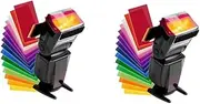 BRIGHTFUFU 2Set Gel Filter Kit in Vibrant Colors for Photography Lighting Effects Compatible with Speedlight Strobe Flash and Professional Use