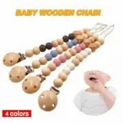 Round Wooden Beads Pacifier Clip Dummy Holder Soother Chain Baby Teething Toys