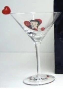 2004 Set of 2 Betty Boop Martini Glasses Displayed by Applause No Box