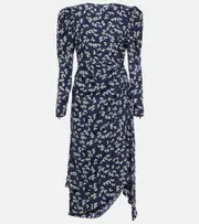 [Alessandra Rich] Alessandra Rich Printed silk wrap midi dress AU 6 multicoloured